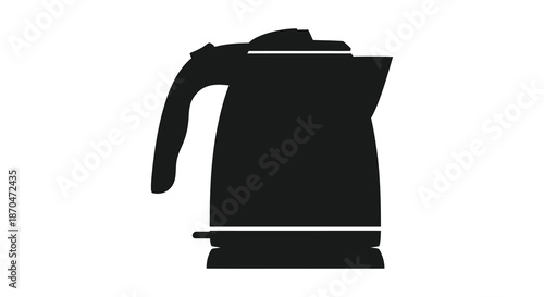 A striking black silhouette of a classic electric kettle perfectly showcasing its form silhouette