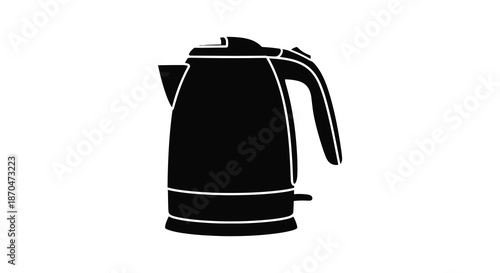 A stark black kettle design stands out against the white background a simple silhouette