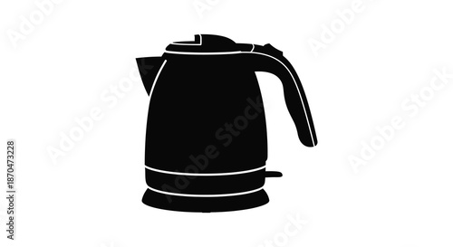 A stark black silhouette of a modern electric kettle showcasing its simple form silhouette