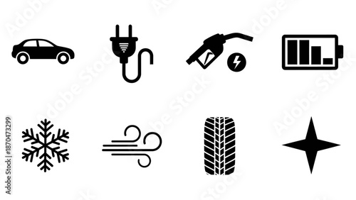 Electric Vehicle Charging Station with Snowflake and Tire Icons