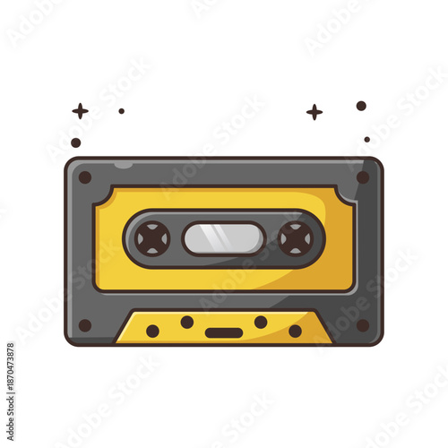 Cassette Recorder Cartoon Vector Illustration - Isolated on a White Background.