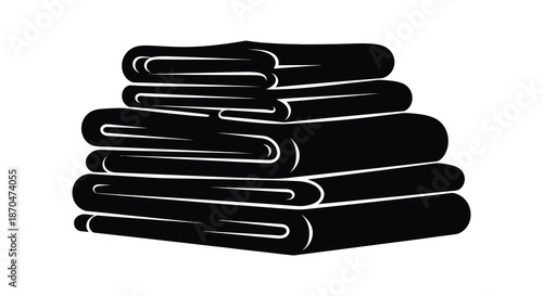 A striking stack of books presented in a bold and artistic black silhouette