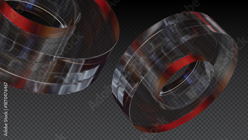 Transparent Glass Spheres with Red Accents Isolated on PNG