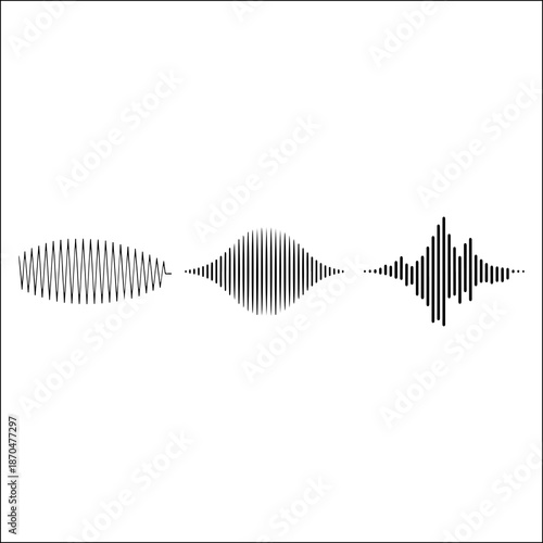 Sound wave patterns in gray tones on white background