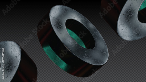 Translucent Glass Torus Rings with Teal Accent Transparent PNG