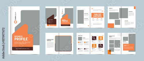 Multipurpose company product catalogue design template, Modern Corporate Business Profile Brochure Showcasing Services Strategy Branding