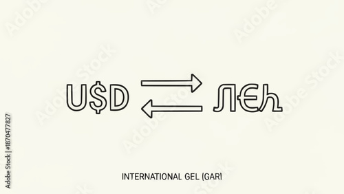 US Dollar to Georgian Lari Currency Exchange Symbol.