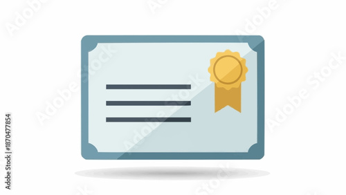 Certificate with Ribbon and Seal Illustration.