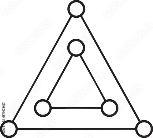 Triangle Data Nodes Connected Minimalist Vector Logo Isolated on White Background