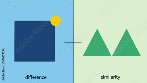 Conceptual image showing difference and similarity with geometric shapes.