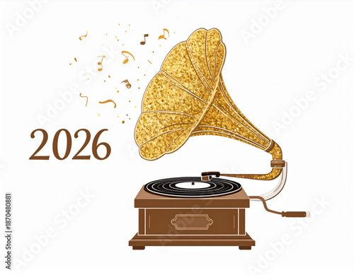 Vintager Gold Glitter Gramophone(2026)
