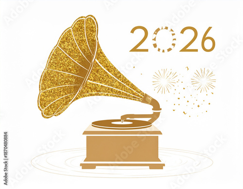 Vintager Gold Glitter Gramophone(2026)