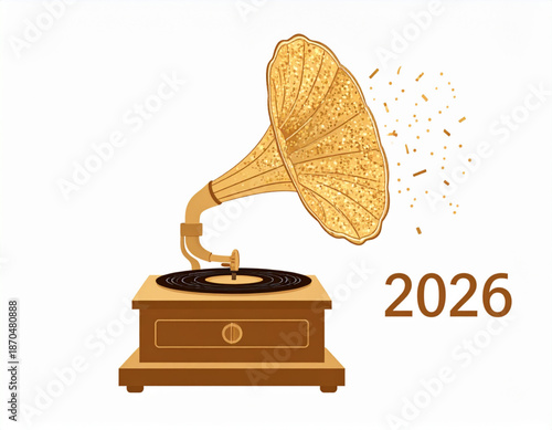Vintager Gold Glitter Gramophone(2026)