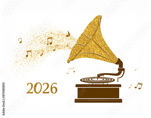 Vintager Gold Glitter Gramophone(2026)