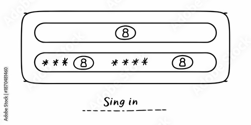 Simple sketch of a cassette tape with handwritten details and text
