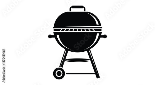 A simple black and white depiction of a classic round barbecue grill a summer staple silhouette