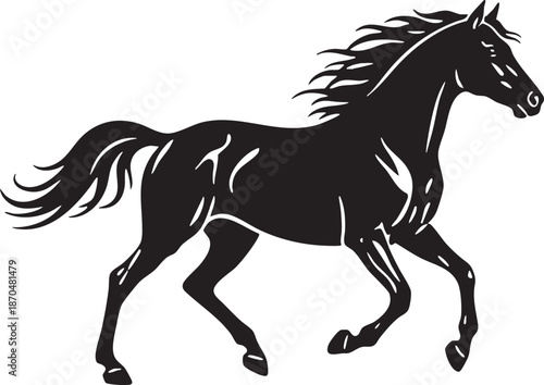 Horse Silhouette Galloping Minimalist Vector Icon Isolated on White Background