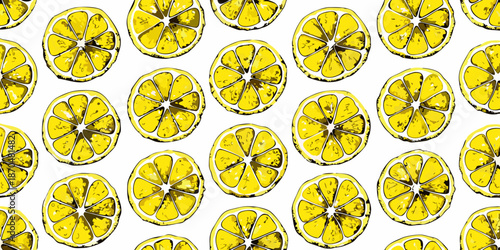 A vibrant pattern of sliced lemons creates a bright and cheerful design