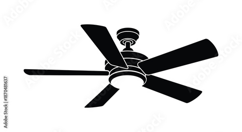 A striking black ceiling fan design presented against a white backdrop a beautiful silhouette