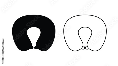 Black and white illustration of two u shaped travel neck pillows