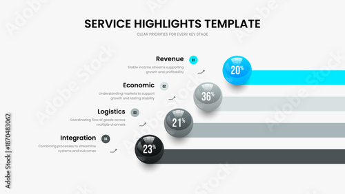 Consulting Introduction Four Element Chart Slideshow Design. Educational Plan Frame Layout Vector Illustration. Service Proposal 4 Step Graph Slide Template.