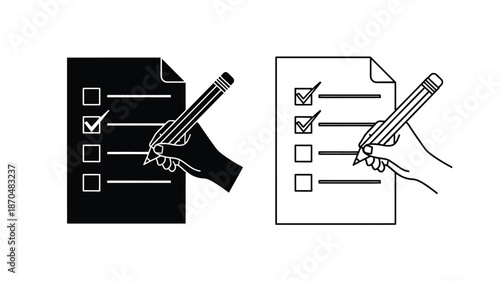 Hand checking off a list with a pencil before and after completion