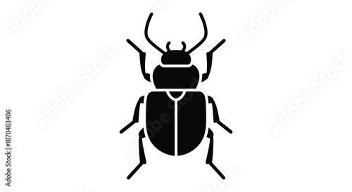 A stark black insect depiction with prominent horns and legs a captivating silhouette