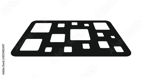 A striking black and white depiction of a modern building s facade a bold silhouette