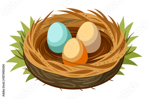 Easter eggs in a nest