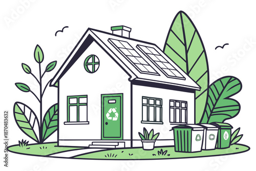 Green house with leaves and plants