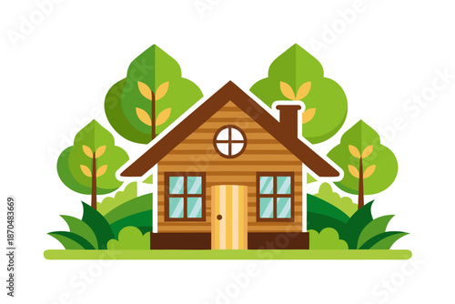 Green house with leaves