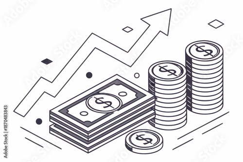 Business graph with dollar sign