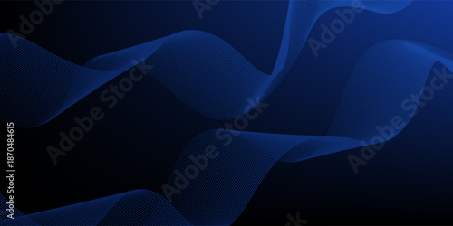 Glowing blue abstract wave on dark, shiny motion, magic space light. Techno abstract background