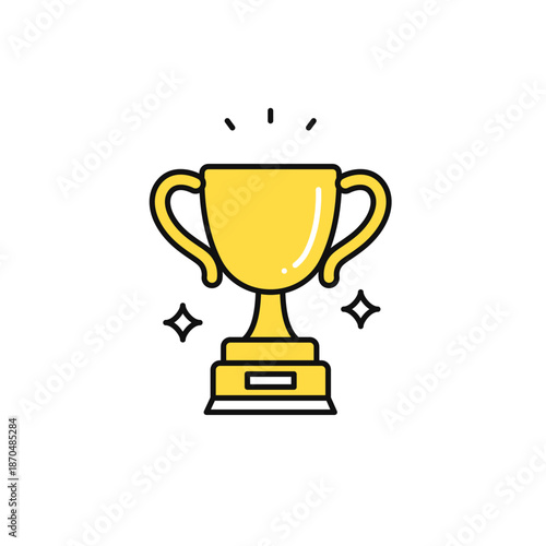 輝くトロフィーのシンプルなベクターアイコンイラスト