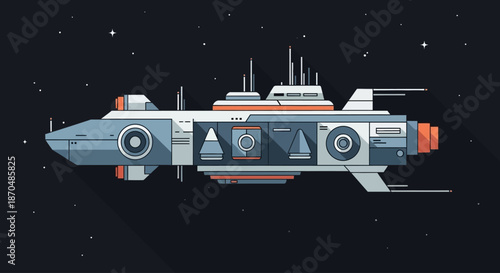 Flat design spaceship in outer space