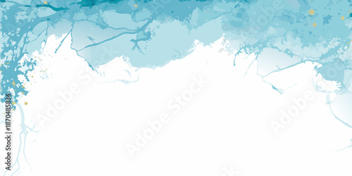 Abstract watercolor background with flowing turquoise and gold accents