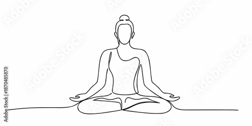 Simple line drawing of a woman in a meditative lotus position