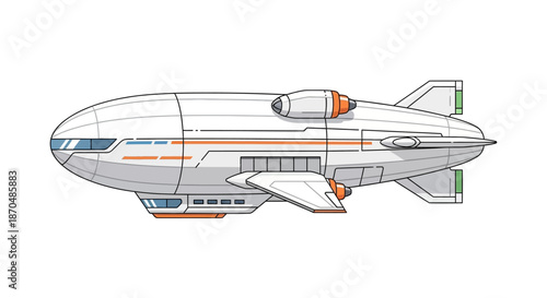 Futuristic Airship Vector Illustration