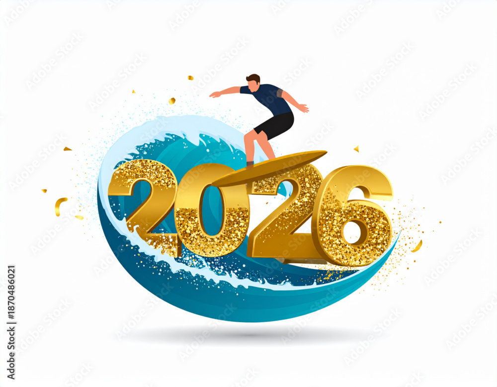 Obraz premium Surfer Gold Glitter Wavecrest(2026)