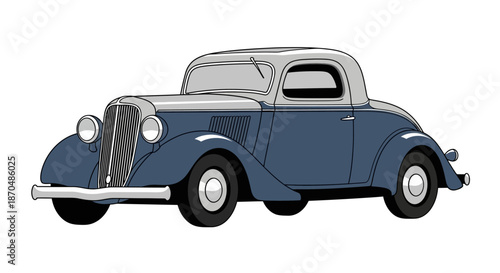Classic vintage coupe car illustration on white background.