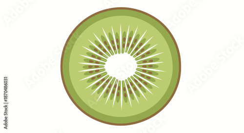 A fresh slice of kiwi with black seeds