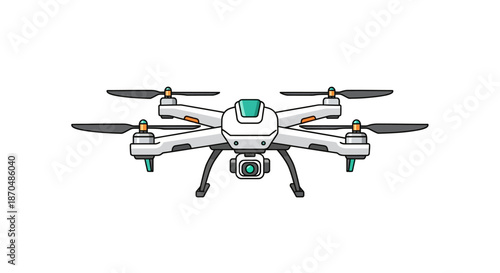 Modern quadcopter drone with camera icon illustration