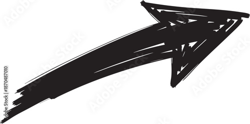 Black Sketchy Arrow Hand Drawn Ink Marker Style Isolated on White