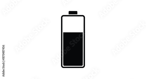 A simple illustration depicting a partially full battery charge level presented as a silhouette