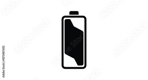 A simple black and white outline of a partially charged battery a power indicator silhouette