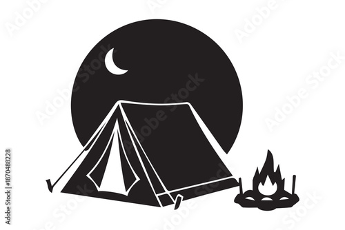 vector illustration of a pirate ship , house  camping , 