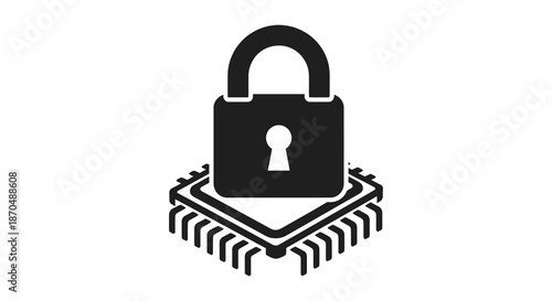 A striking image of a black lock integrated with a circuit board a security silhouette