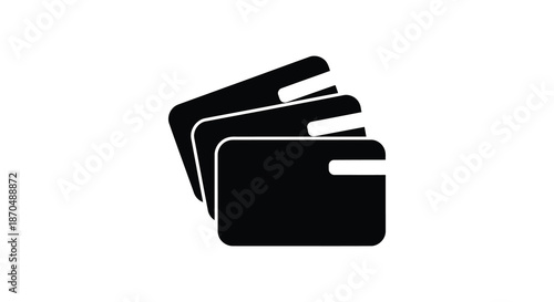 A stack of black credit cards depicted in a striking minimalist and modern style silhouette