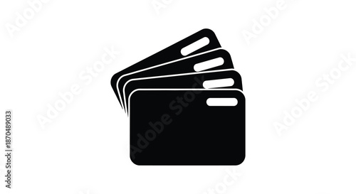 A stack of four rectangular cards presented in a striking black silhouette