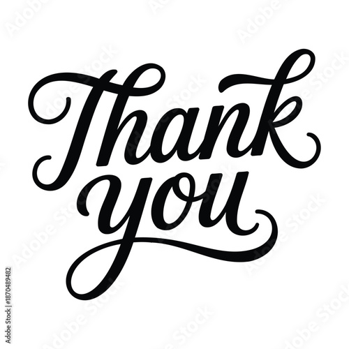 Thank You Hand Lettered Calligraphy Typography Design Isolated on White Background